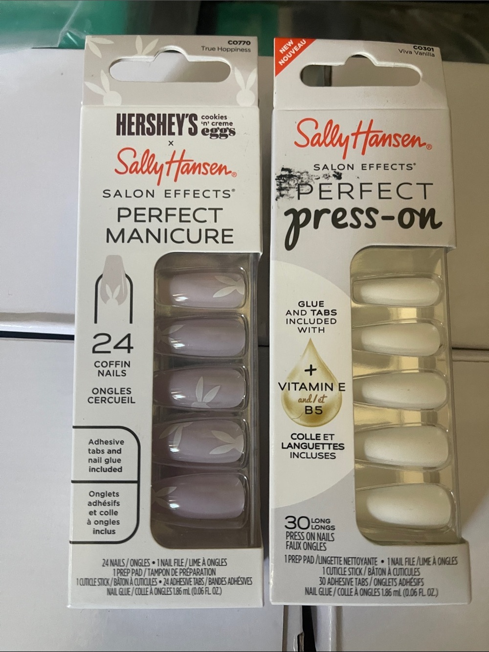 Sally Hansen Perfect Press-On Coffin Nails - Soft Lavender & White
